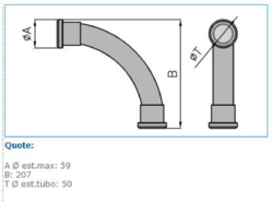 Sezione completa dei prodotti cross IPC - 50 - Curva a 90°, a stretto raggio, per tubi rigidi, autoestinguentii PVC