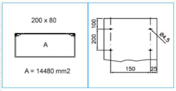 Sezione completa dei prodotti cross TA-EN - 200x80 - Canale porta cavi PVC